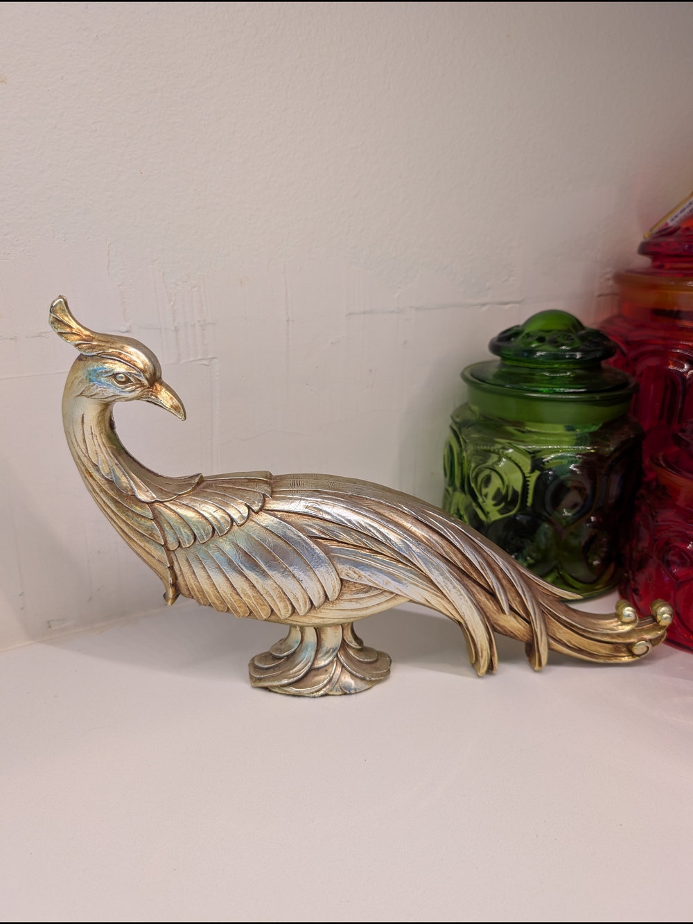 Mid-Century Vintage Syroco Gold Gilt Peacock / Pheasant Figurine